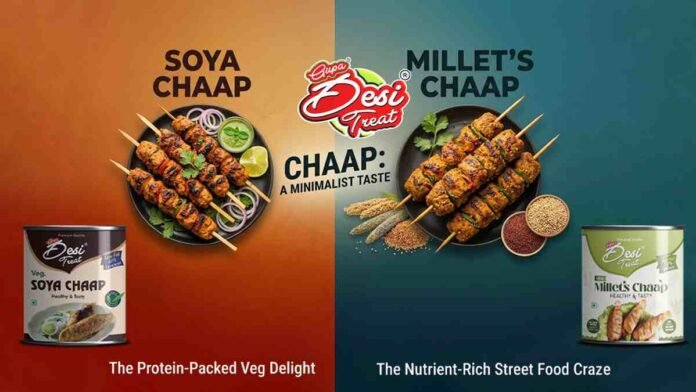 soya chaap, millet chaap, Indian street food, vegetarian protein India, healthy street food, plant-based protein India