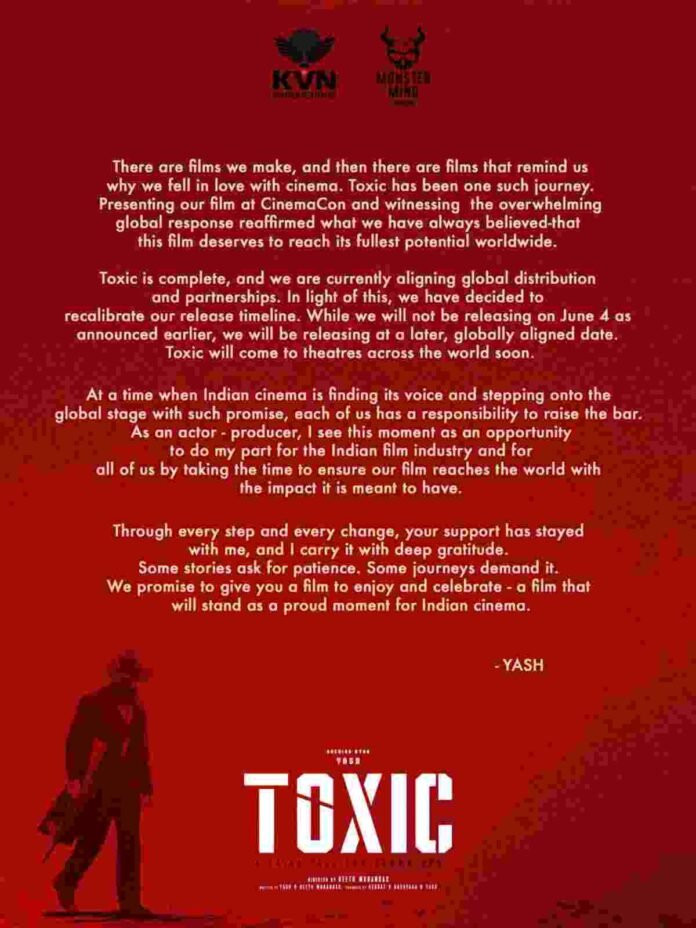 Yash Toxic release date, Toxic movie postponed, CinemaCon response Toxic, Yash new film update, Toxic global release