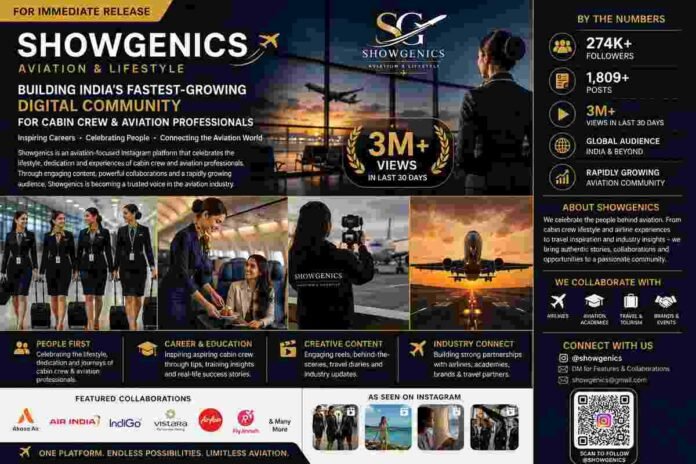 Showgenics, India aviation media, cabin crew creator ecosystem, aviation professionals India, digital aviation community, airline career guidance, travel creators India, aviation lifestyle brand